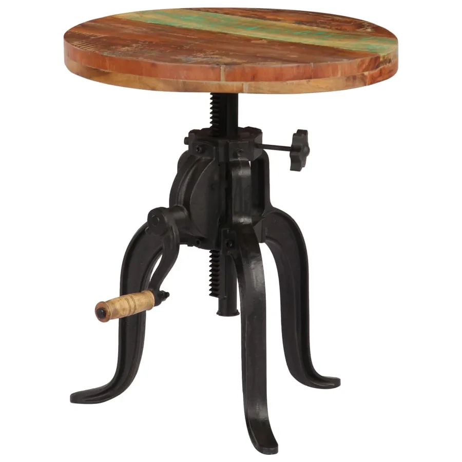 Table d'appoint 45x (45-62) cm Bois de récupération et fonte - 9