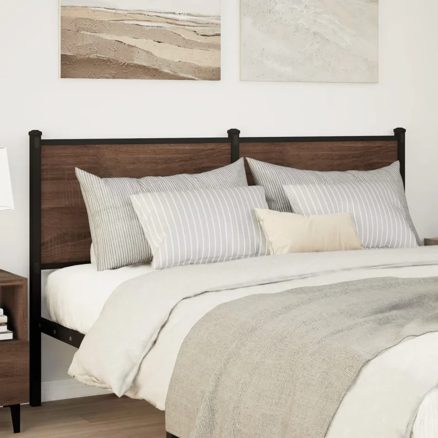 Tête de lit de remplacement chêne marron 135 cm bois d'ingénierie et acier - 2