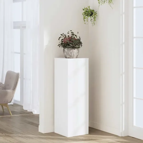 Support pour plantes blanc 33x33x100 cm bois d'ingénierie
