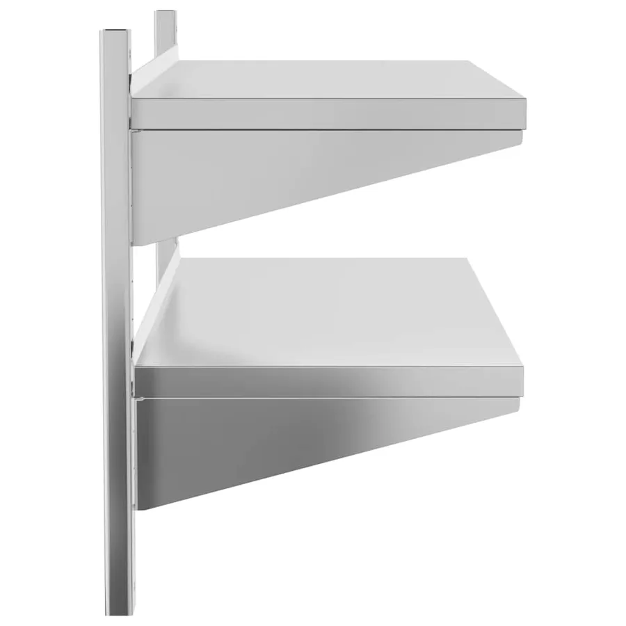 Étagère murale à 2 niveaux 100x40x60cm argenté acier inoxydable - 6
