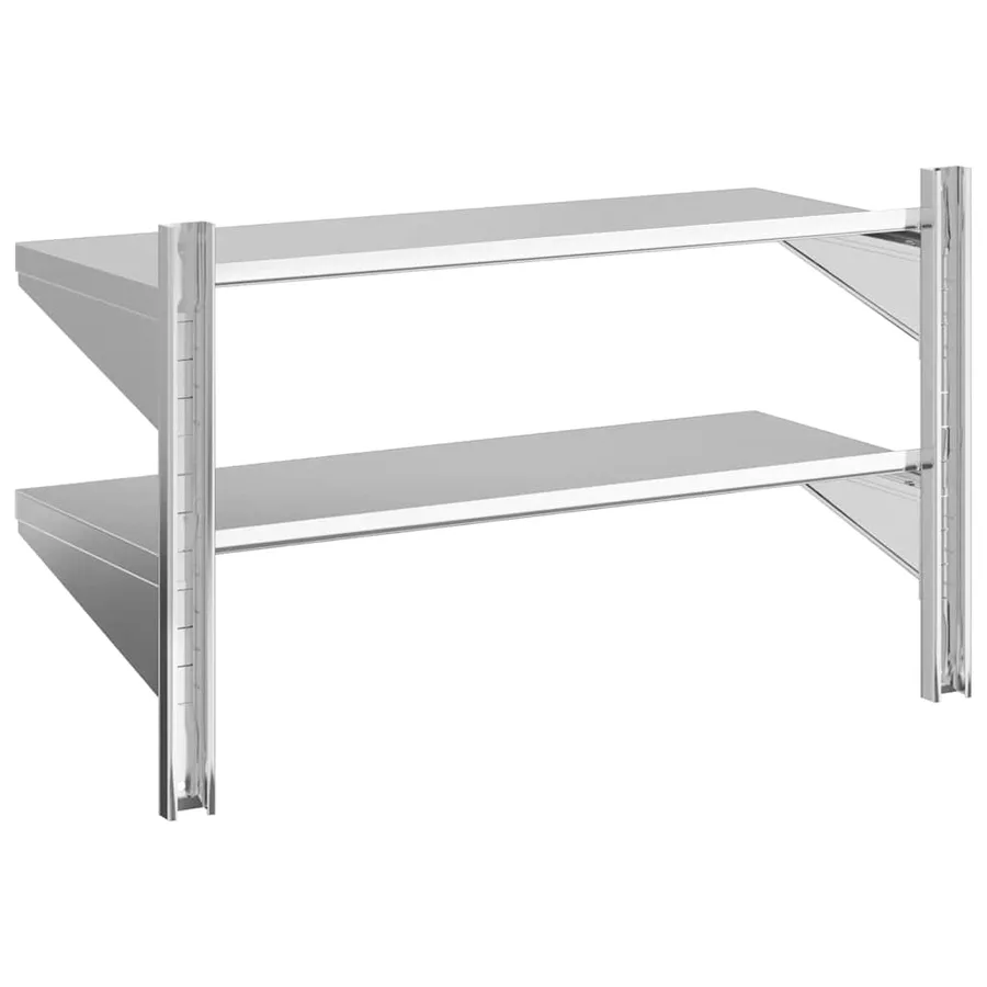 Étagère murale à 2 niveaux 100x40x60cm argenté acier inoxydable - 7