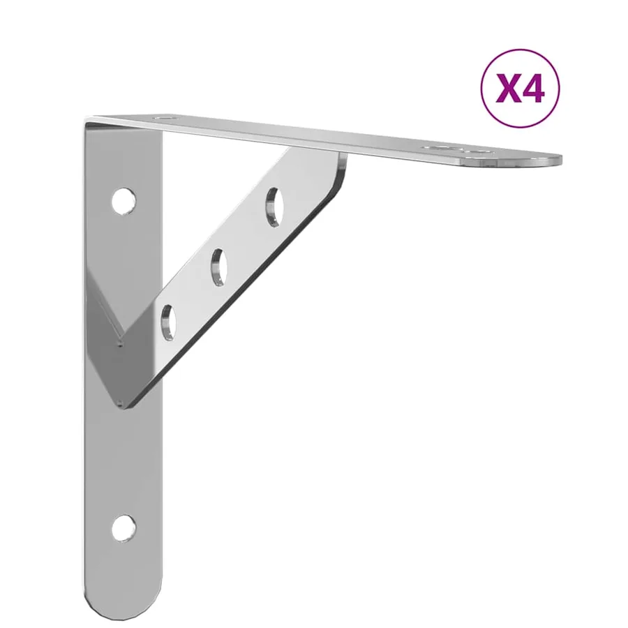 Supports d'étagères 4pcs argenté acier inoxydable - 2