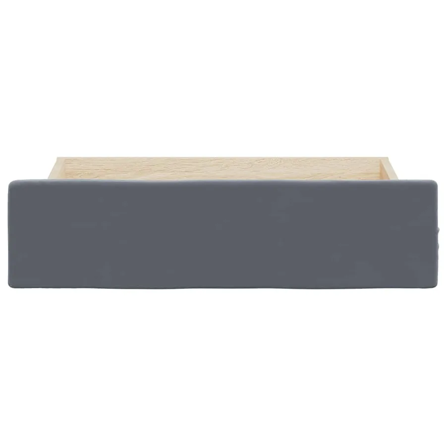 Tiroirs de lit 2 pcs gris foncé bois d'ingénierie et velours - 4