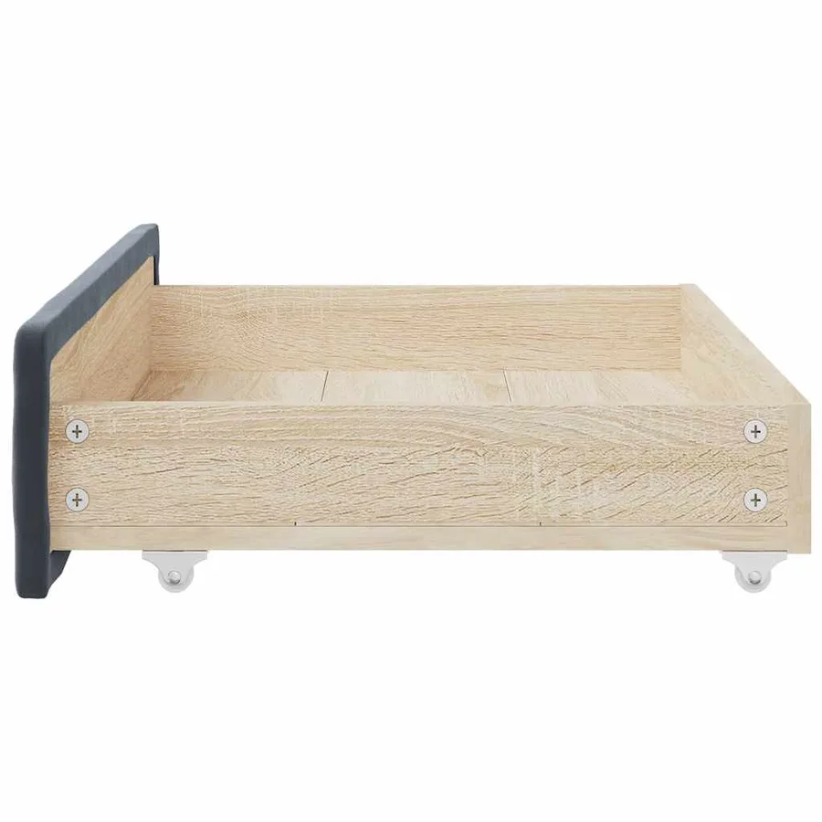 Tiroirs de lit 2 pcs gris foncé bois d'ingénierie et velours - 5