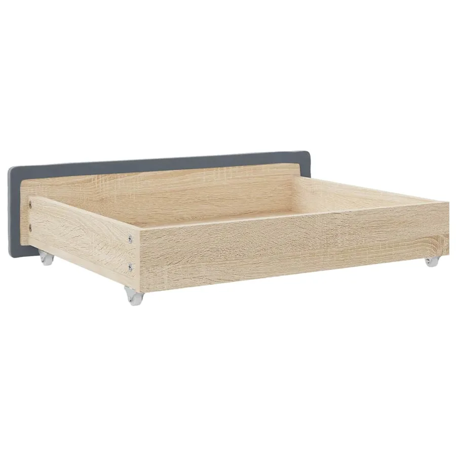 Tiroirs de lit 2 pcs gris foncé bois d'ingénierie et velours - 6