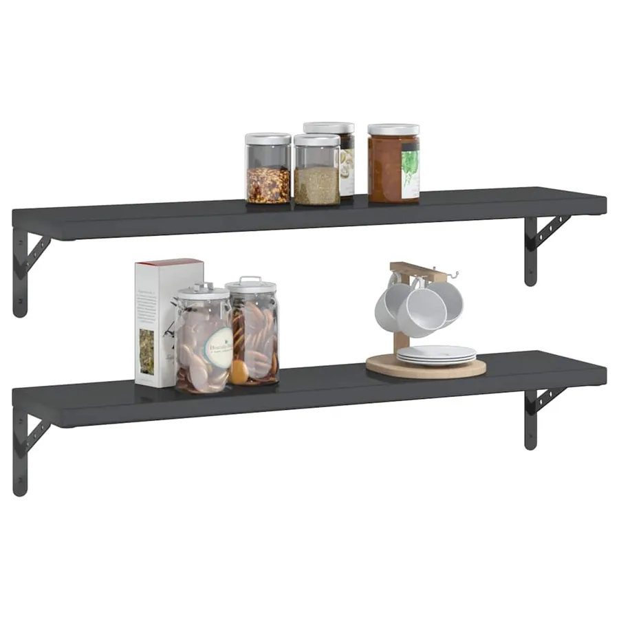 Étagères murales 2 pcs 100x23,5 cm noir acier inoxydable - 4