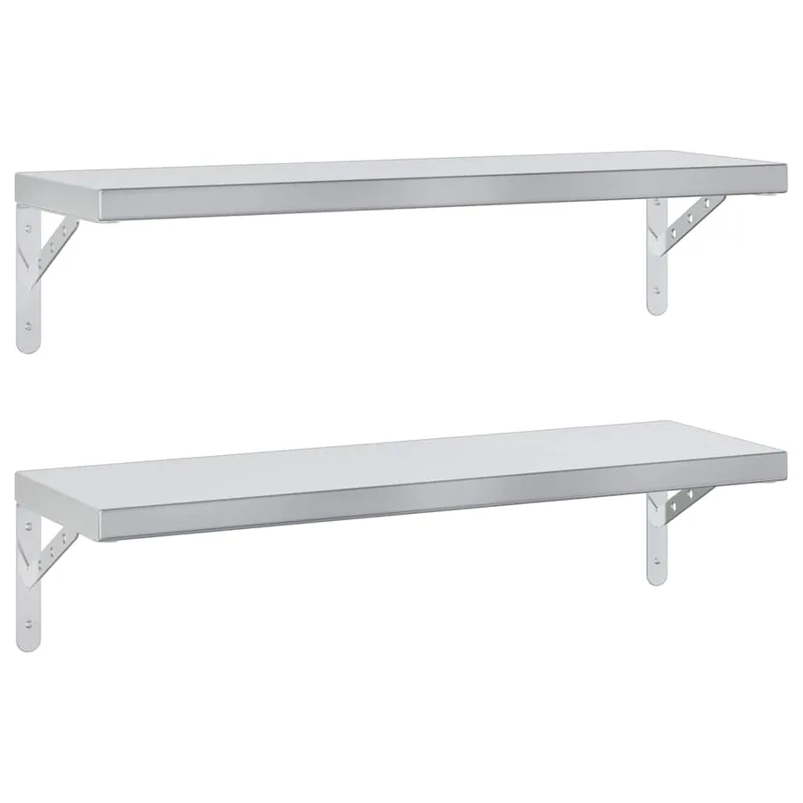 Étagères murales 2 pcs 75x23,5 cm argenté acier inoxydable - 2