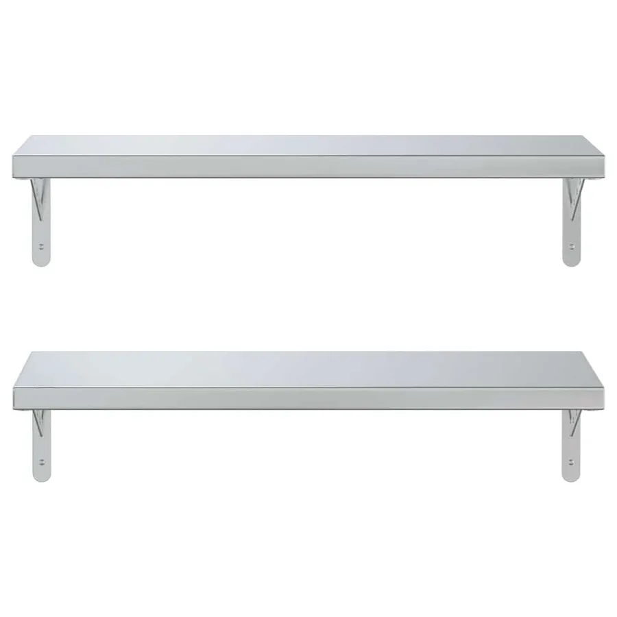 Étagères murales 2 pcs 75x23,5 cm argenté acier inoxydable - 5