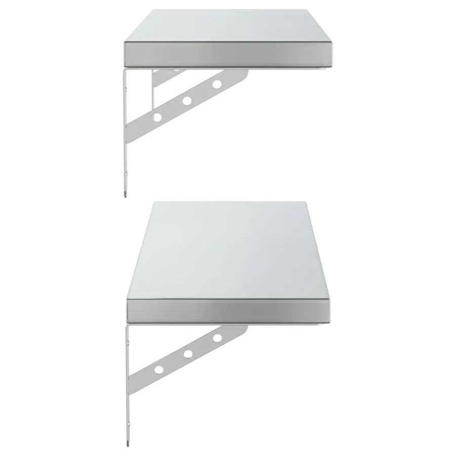 Étagères murales 2 pcs 75x23,5 cm argenté acier inoxydable - 6