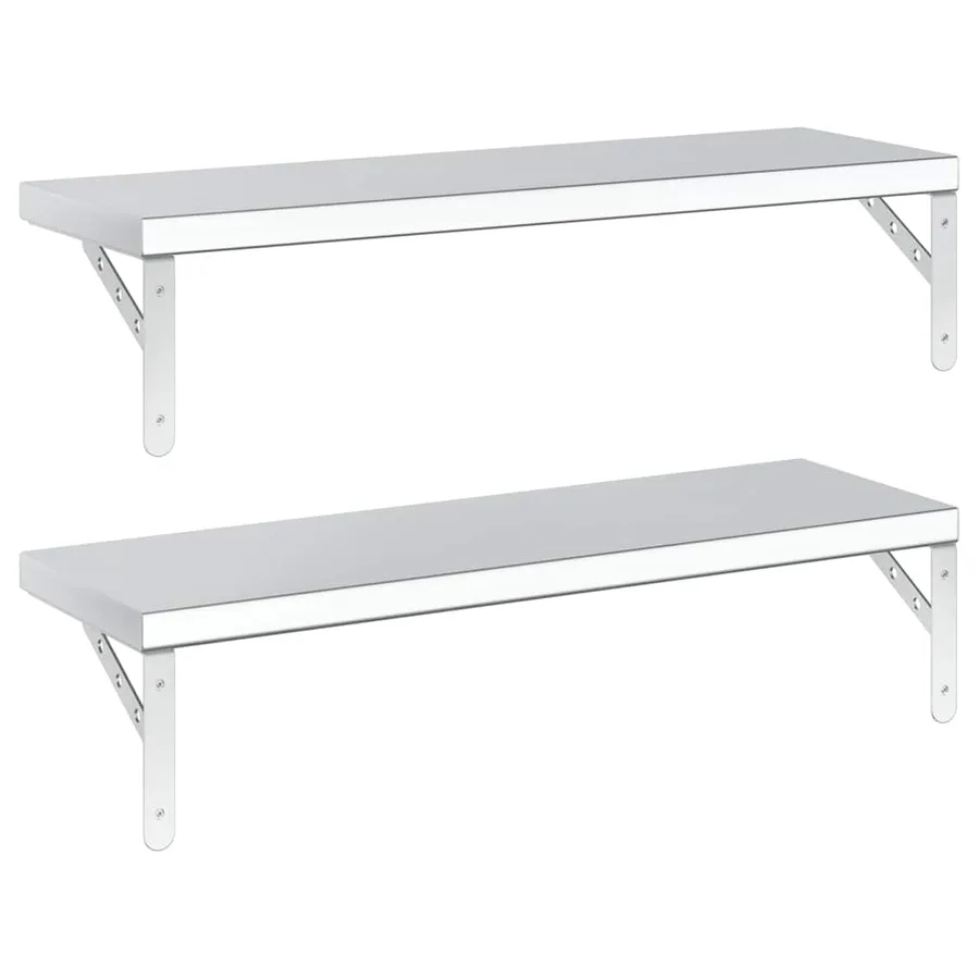 Étagères murales 2 pcs 75x23,5 cm argenté acier inoxydable - 7