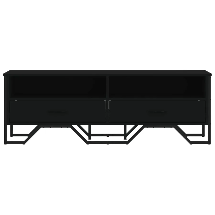 Meuble TV noir 122x34x41 cm bois d'ingénierie - 4