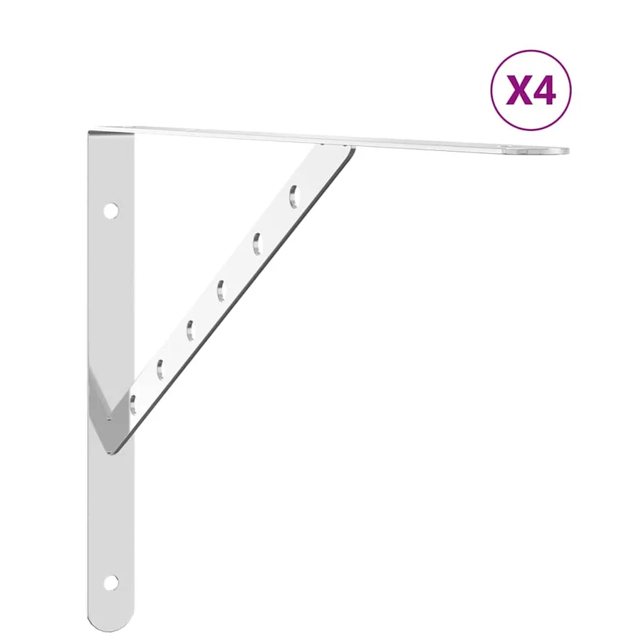 Supports d'étagères 4 pcs 40x2,5x25 cm argenté acier inoxydable - 2