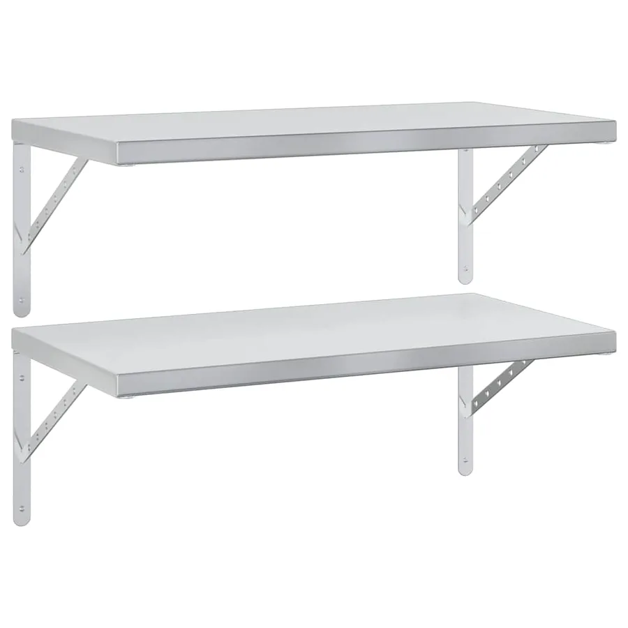 Étagères murales 2 pcs 75x40 cm argenté acier inoxydable - 2