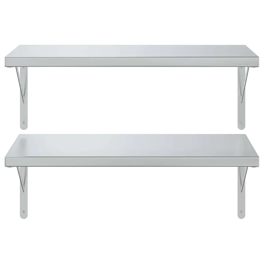 Étagères murales 2 pcs 75x40 cm argenté acier inoxydable - 5