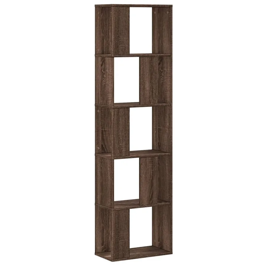 Bibliothèque 5 niveaux chêne marron bois ingénierie - 2