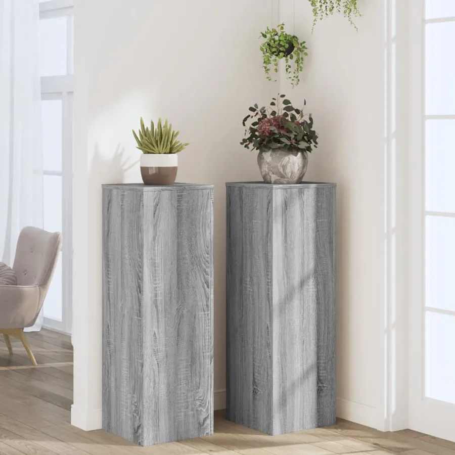 Supports pour plantes 2 pcs sonoma gris bois d'ingénierie - 3
