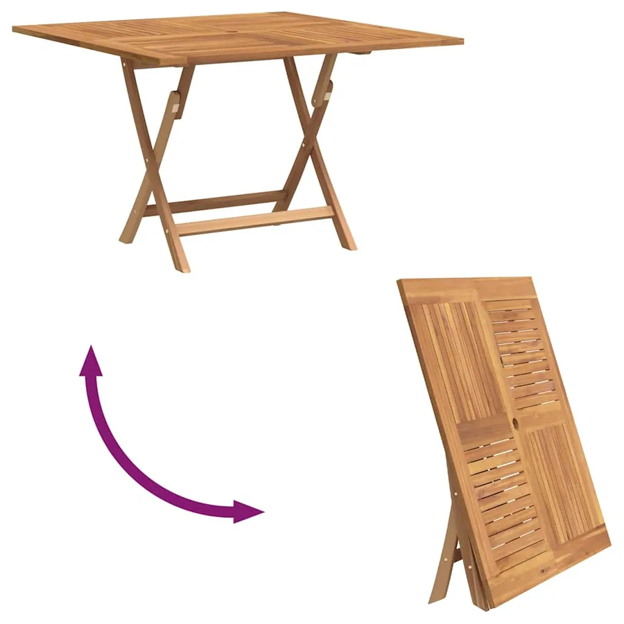 Table pliable de jardin 110x110x75 cm bois massif de teck - 5