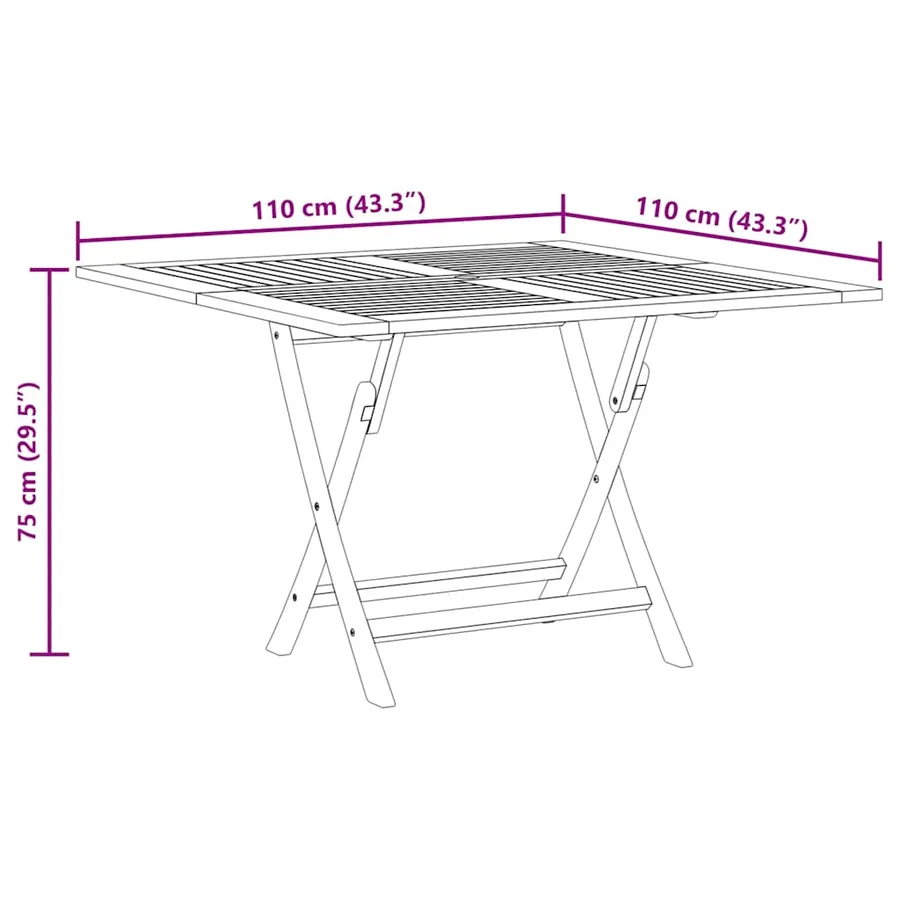 Table pliable de jardin 110x110x75 cm bois massif de teck - 8