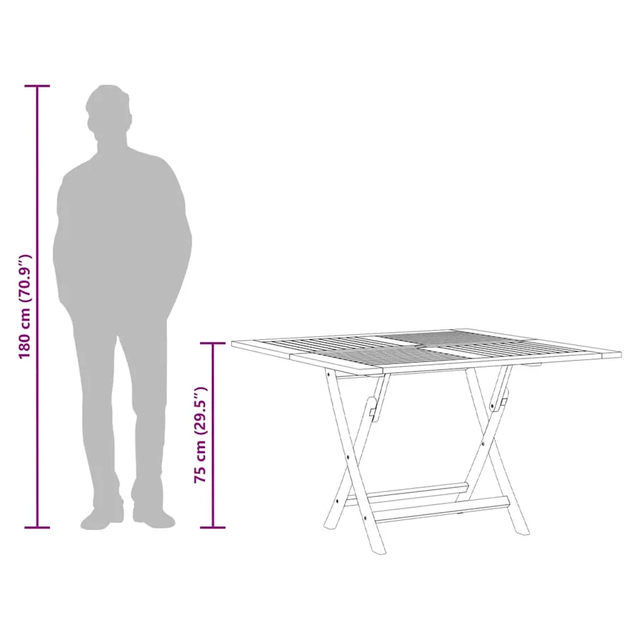 Table pliable de jardin 110x110x75 cm bois massif de teck - 9
