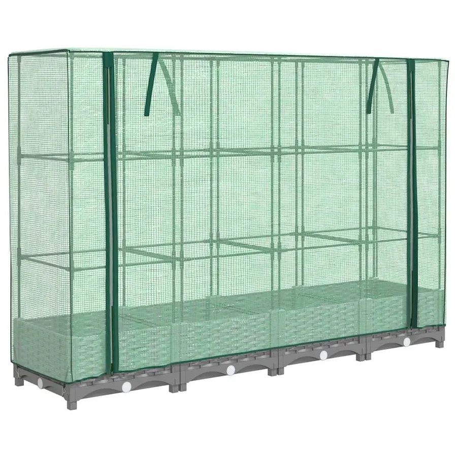 Jardinière surélevée avec housse aspect rotin 160x40x123 cm - 2