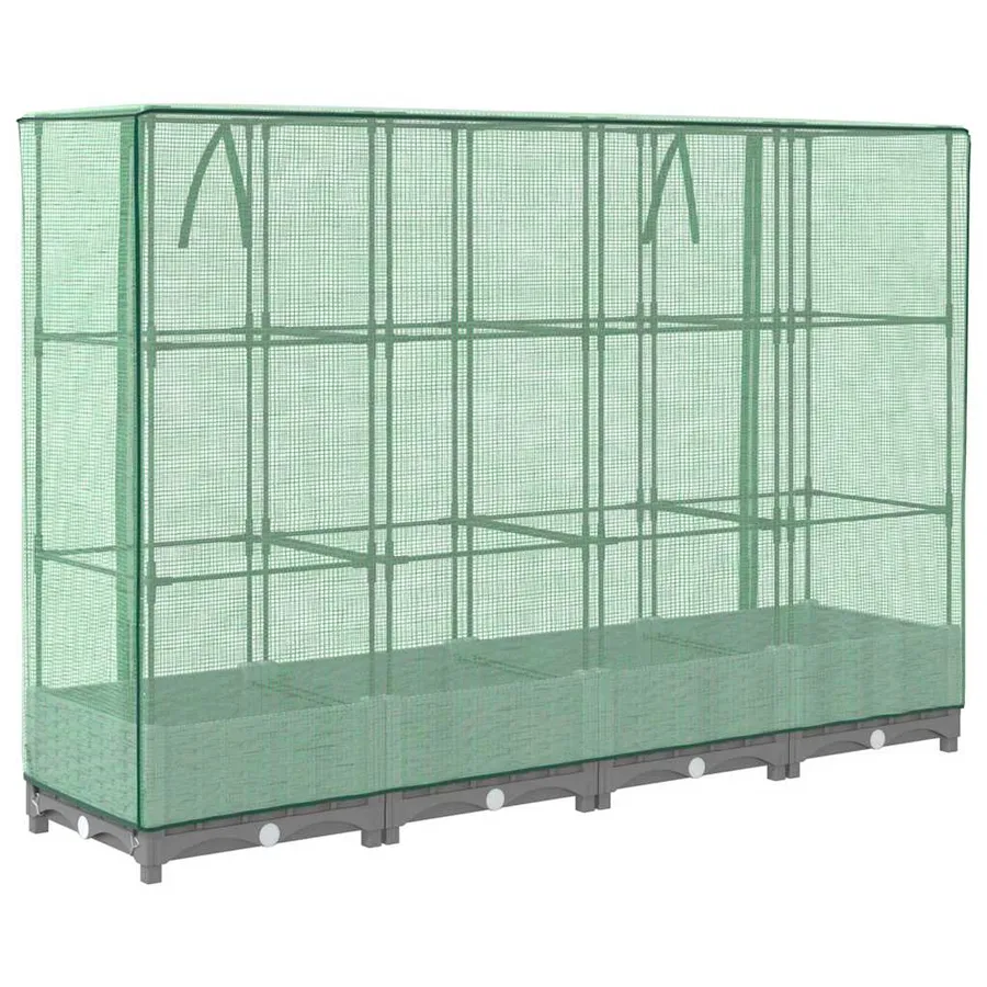 Jardinière surélevée avec housse aspect rotin 160x40x123 cm - 6