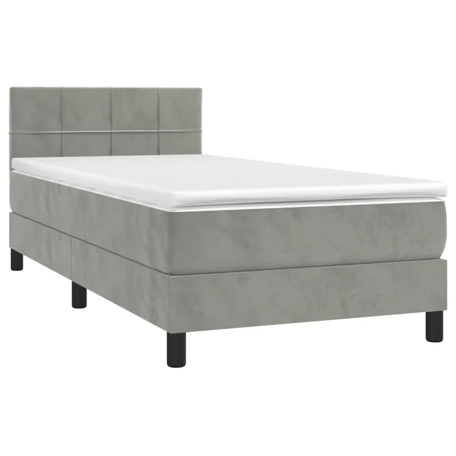 Sommier à lattes de lit et matelas et LED Gris clair 80x200 cm - 4