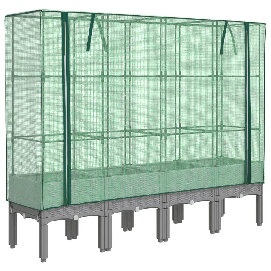 Jardinière surélevée avec housse aspect rotin 160x40x140 cm - 2