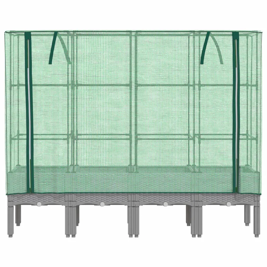 Jardinière surélevée avec housse aspect rotin 160x40x140 cm - 4