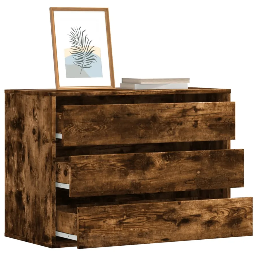 Commode d'angle chêne fumé 80x41x58 cm bois d'ingénierie
