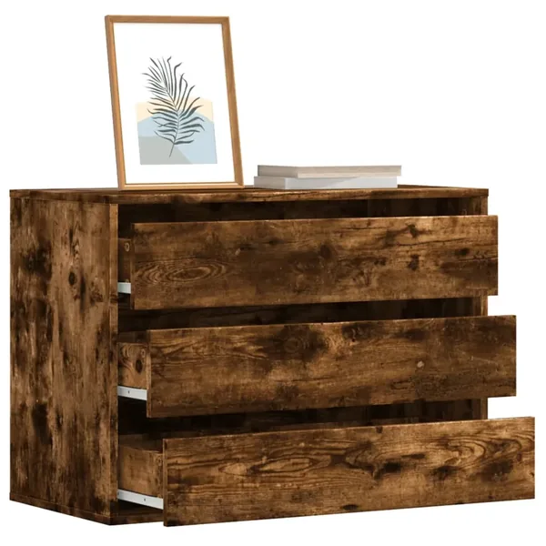 Commode d'angle chêne fumé 80x41x58 cm bois d'ingénierie