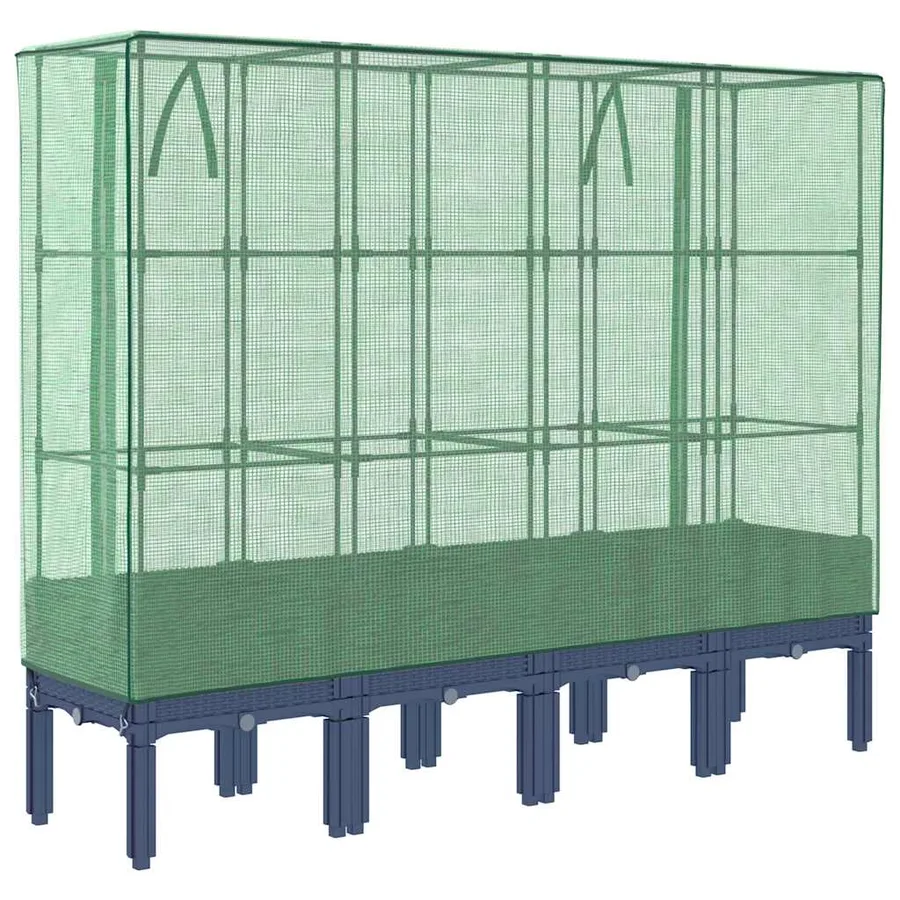 Jardinière surélevée avec housse aspect rotin 160x40x140 cm - 6