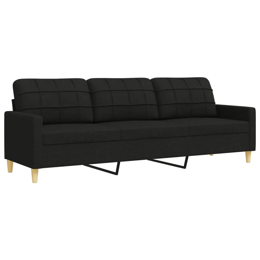 Ensemble de canapés 3 pcs avec repose-pied noir tissu - 5