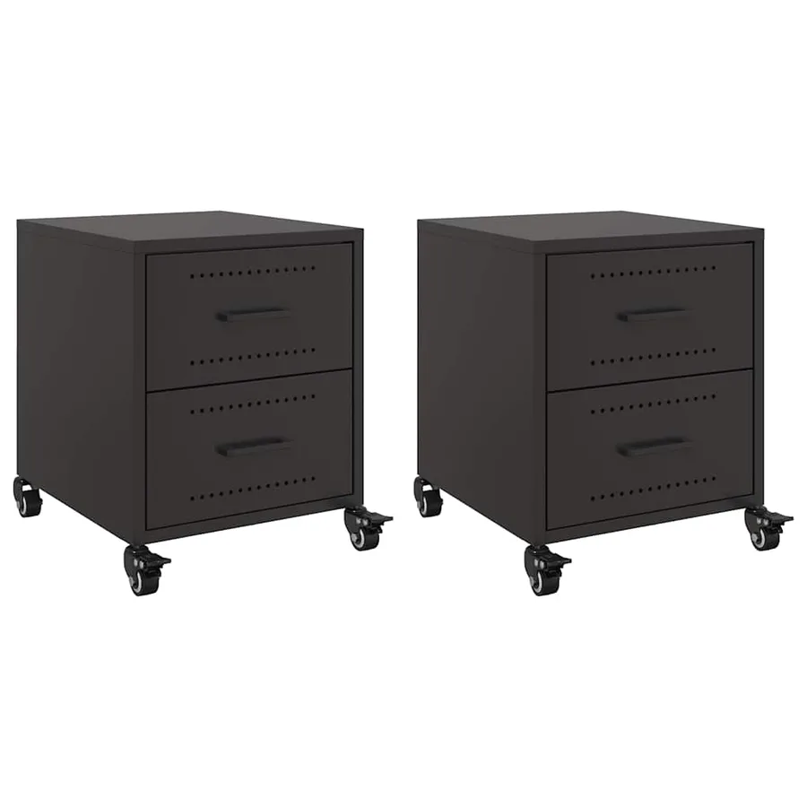 Tables de chevet 2 pcs noir 36x39x43,5 cm acier - 2