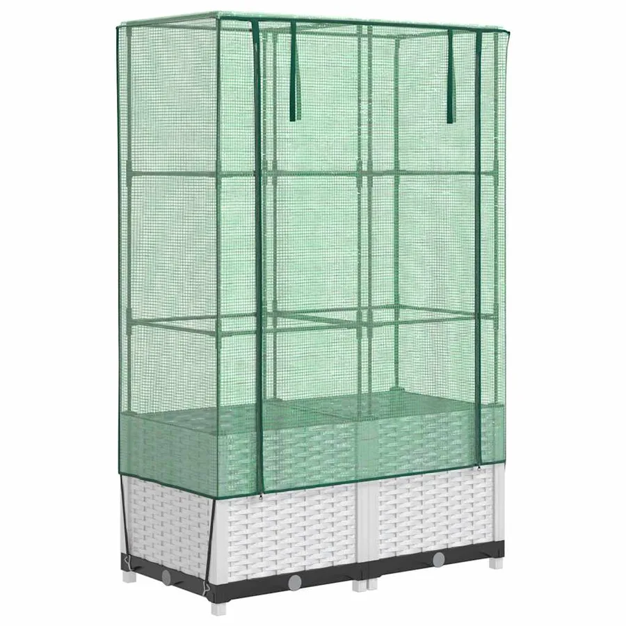 Jardinière surélevée avec housse aspect rotin 80x40x138 cm - 2