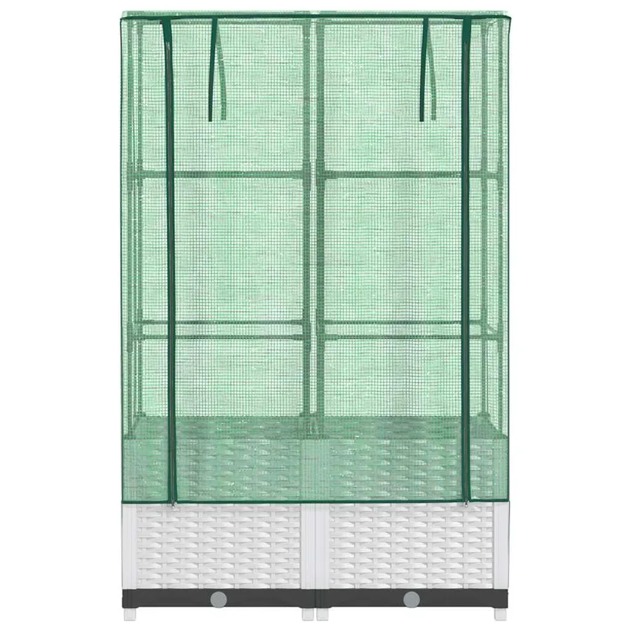 Jardinière surélevée avec housse aspect rotin 80x40x138 cm - 4