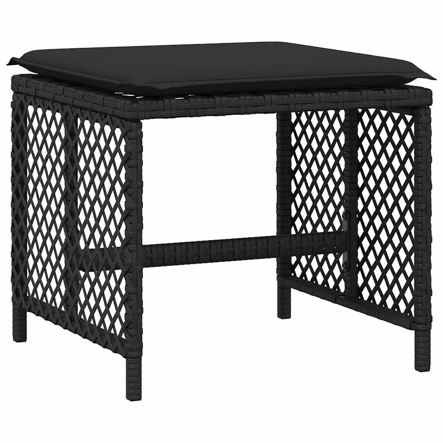 Ensemble à manger de jardin 15 pcs coussins noir résine tressée - 5
