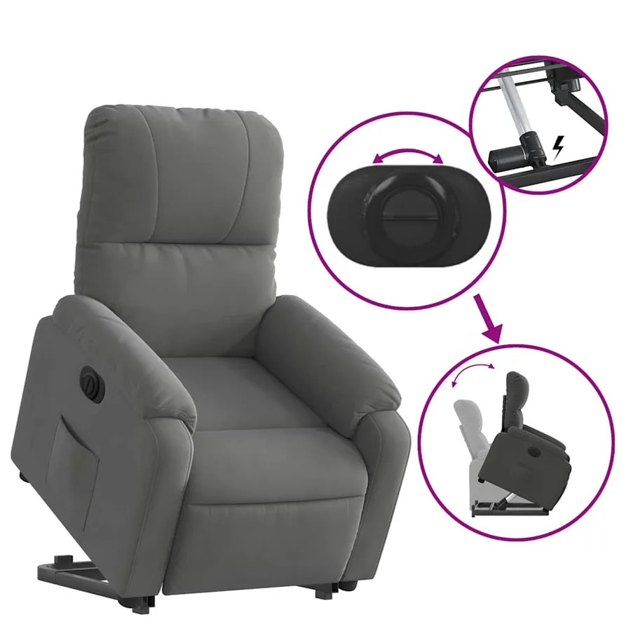 Fauteuil inclinable électrique gris foncé tissu microfibre - 7