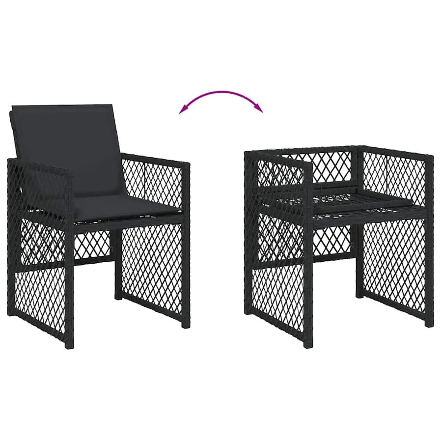 Ensemble à manger de jardin coussins 5pcs noir résine tressée - 6