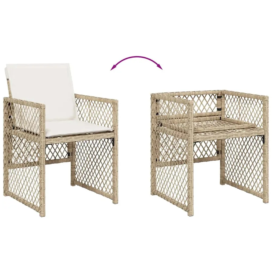 Ensemble à manger de jardin et coussins 17 pcs beige - 7