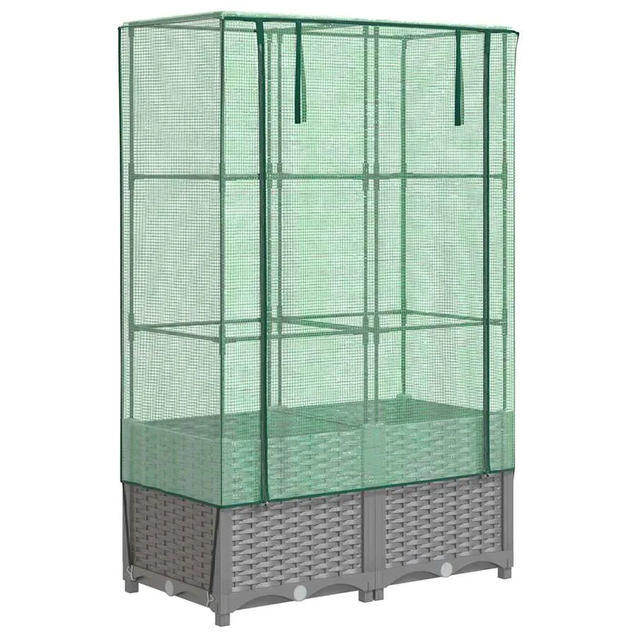 Jardinière surélevée avec housse aspect rotin 80x40x138 cm - 2