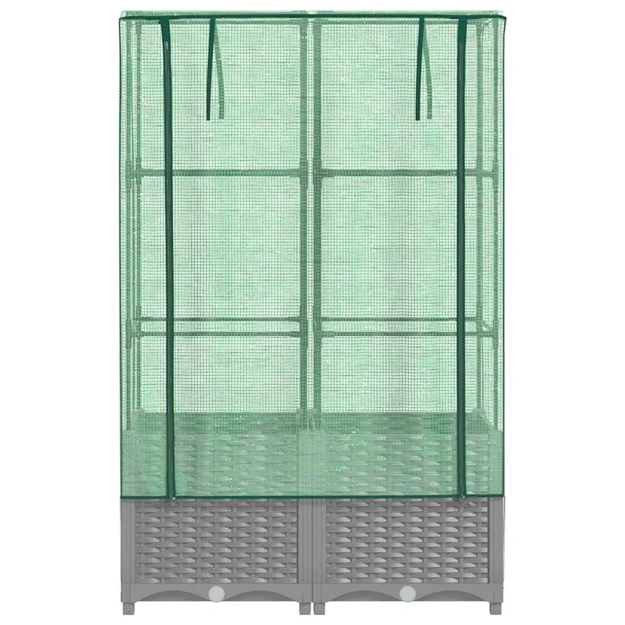 Jardinière surélevée avec housse aspect rotin 80x40x138 cm - 4