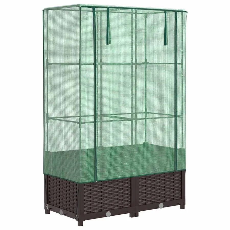 Jardinière surélevée avec housse aspect rotin 80x40x138 cm - 2