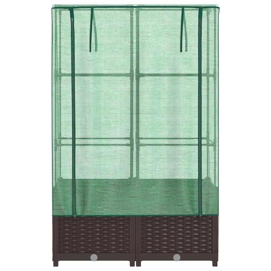 Jardinière surélevée avec housse aspect rotin 80x40x138 cm - 4