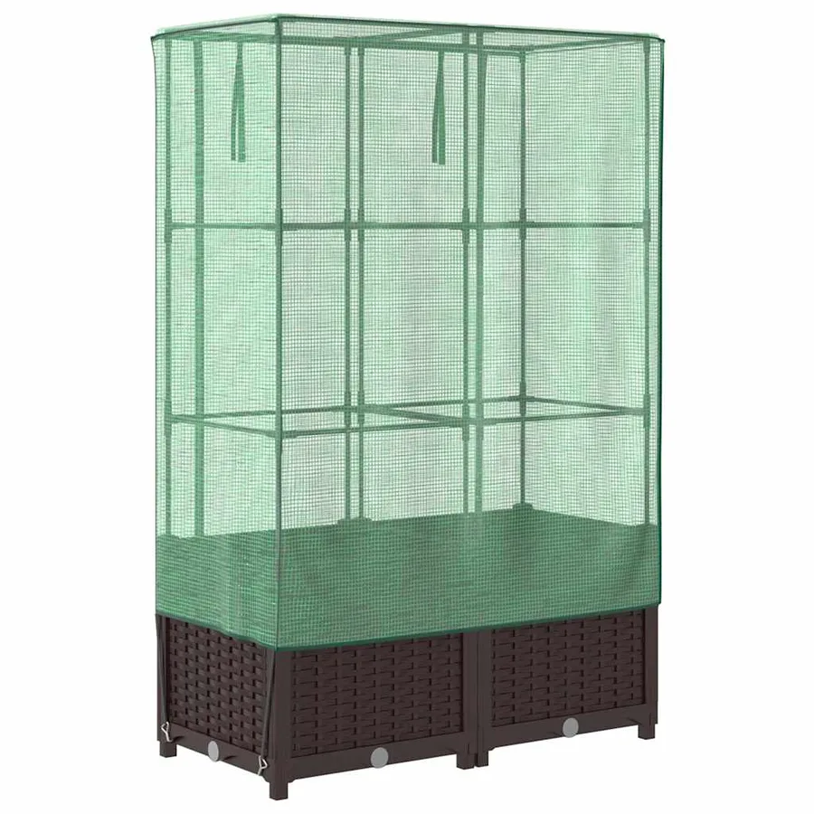 Jardinière surélevée avec housse aspect rotin 80x40x138 cm - 6