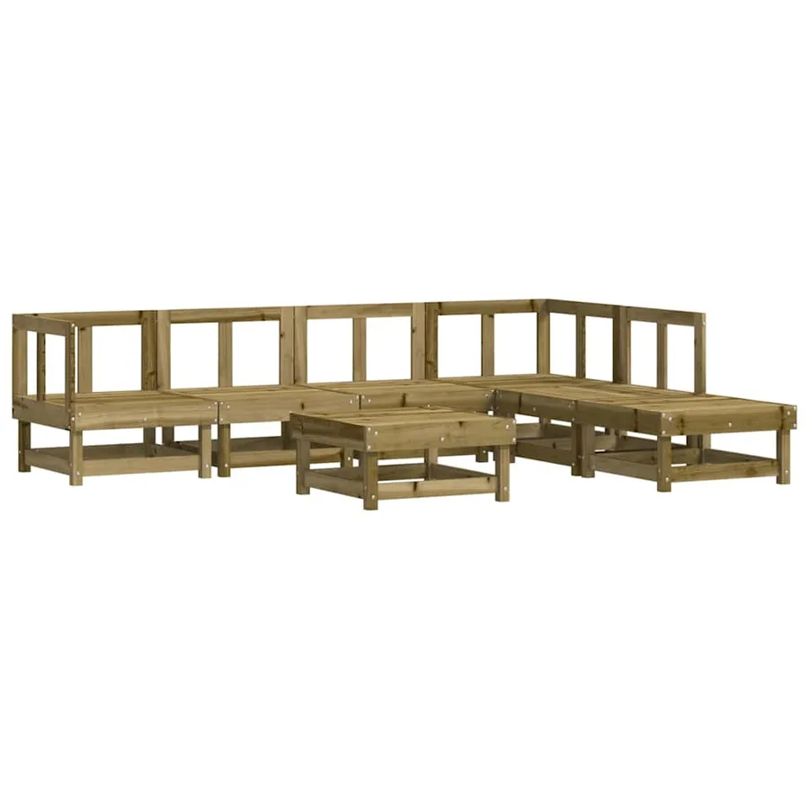 Salon de jardin 7 pcs avec coussins bois de pin imprégné - 3