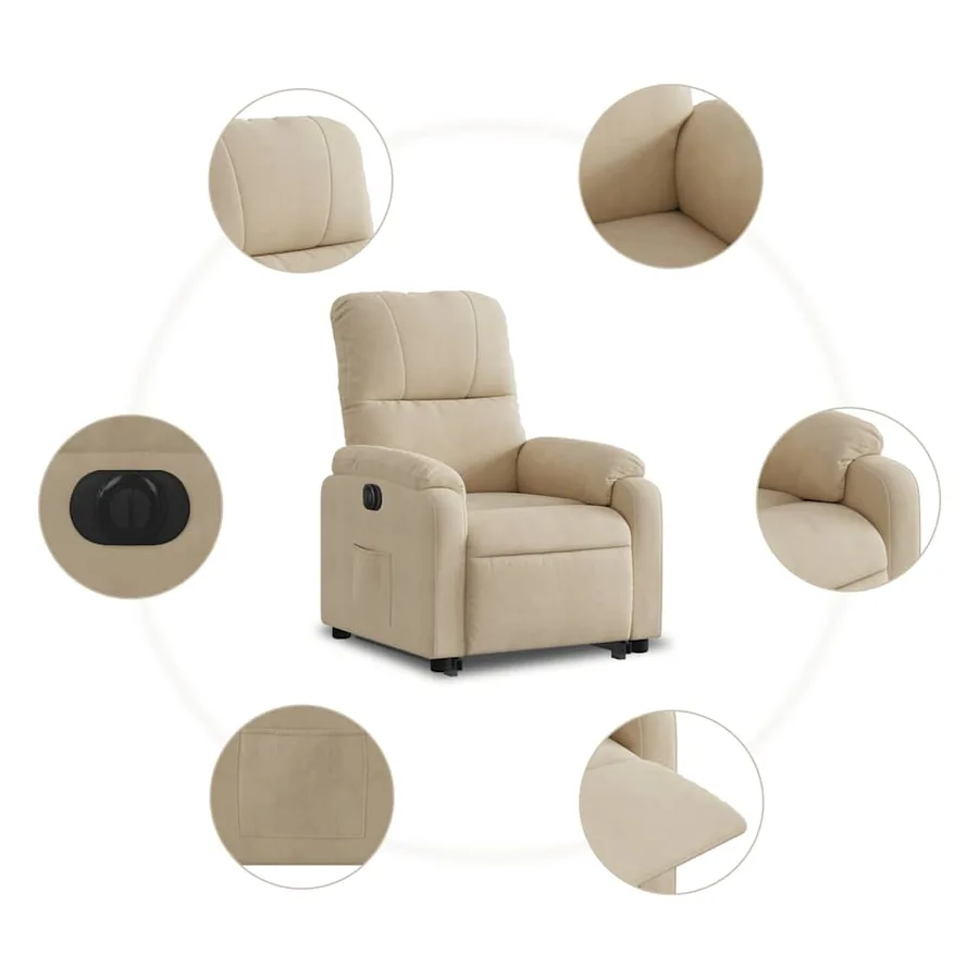 Fauteuil inclinable électrique crème tissu microfibre - 12