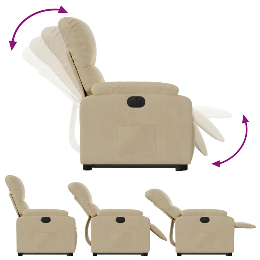 Fauteuil inclinable électrique crème tissu microfibre - 8