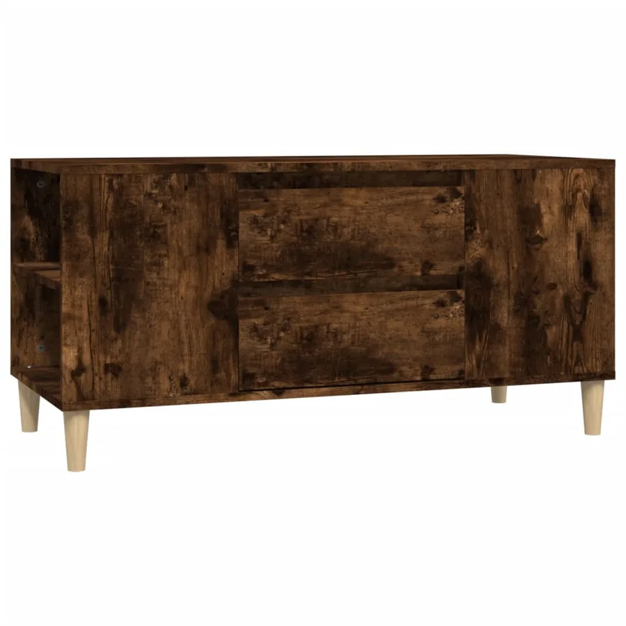Meuble TV Chêne fumé 102x44,5x50 cm Bois d'ingénierie - 2