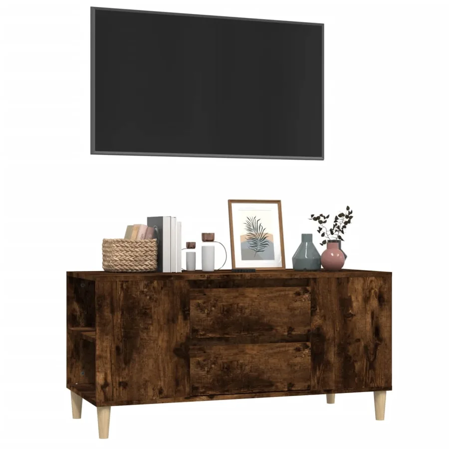 Meuble TV Chêne fumé 102x44,5x50 cm Bois d'ingénierie - 4