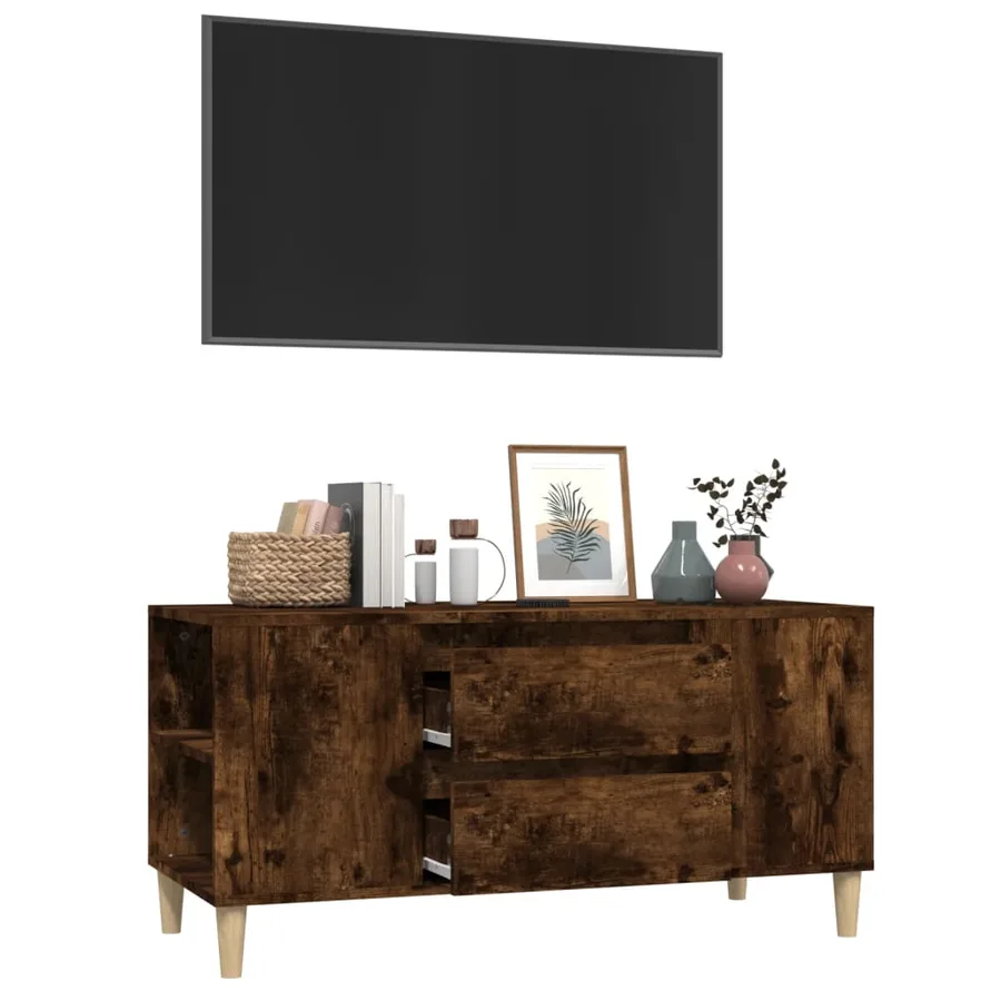 Meuble TV Chêne fumé 102x44,5x50 cm Bois d'ingénierie - 5